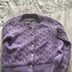 Ralph Lauren Lavender Cable Knit Cardigan